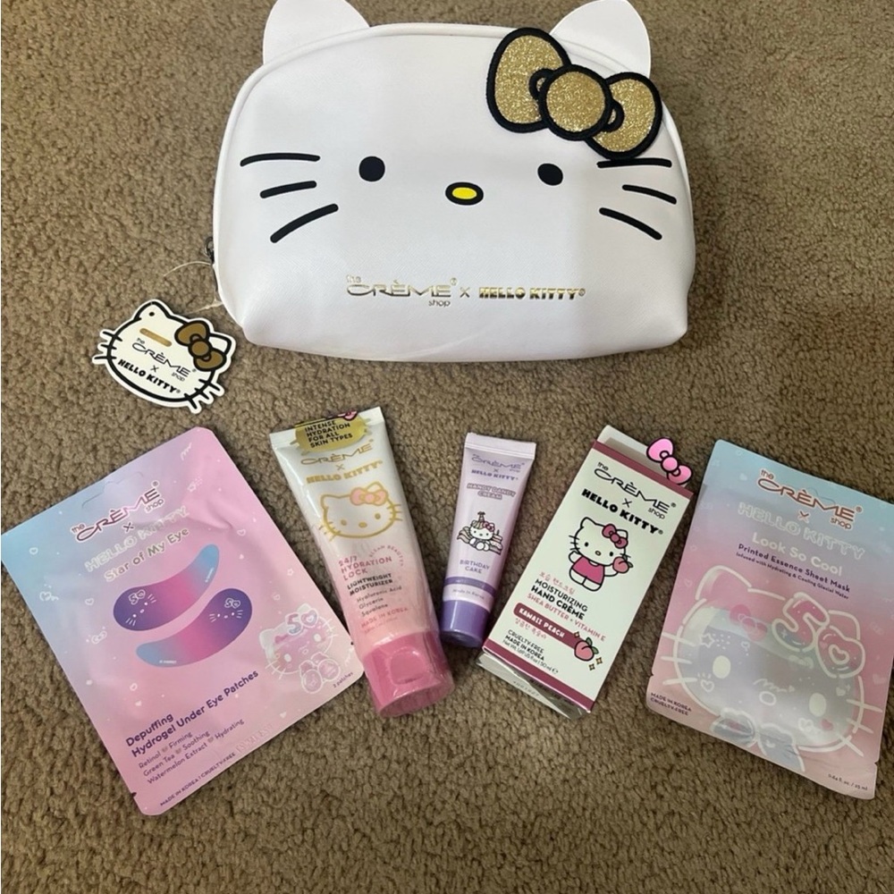 The crème shop x Hello Kitty gold edition skincare bundle. Limited edition